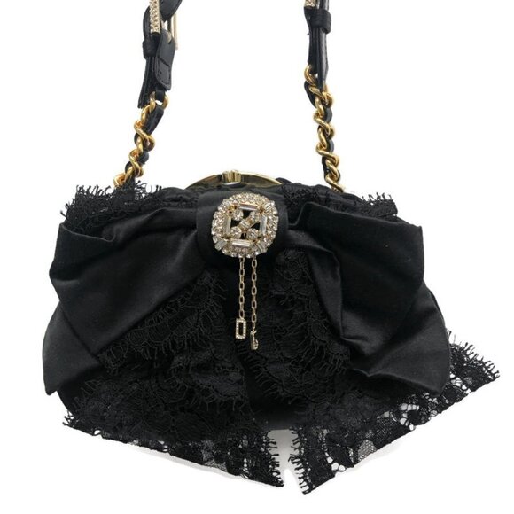 Dolce & Gabbana Black Satin & Lace Clutch Evening - Picture 1 of 7